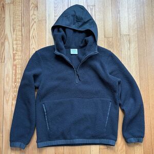 REI Co-Op Men’s 1/4 Zip Sherpa Hoodie Pullover Medium Black Gray